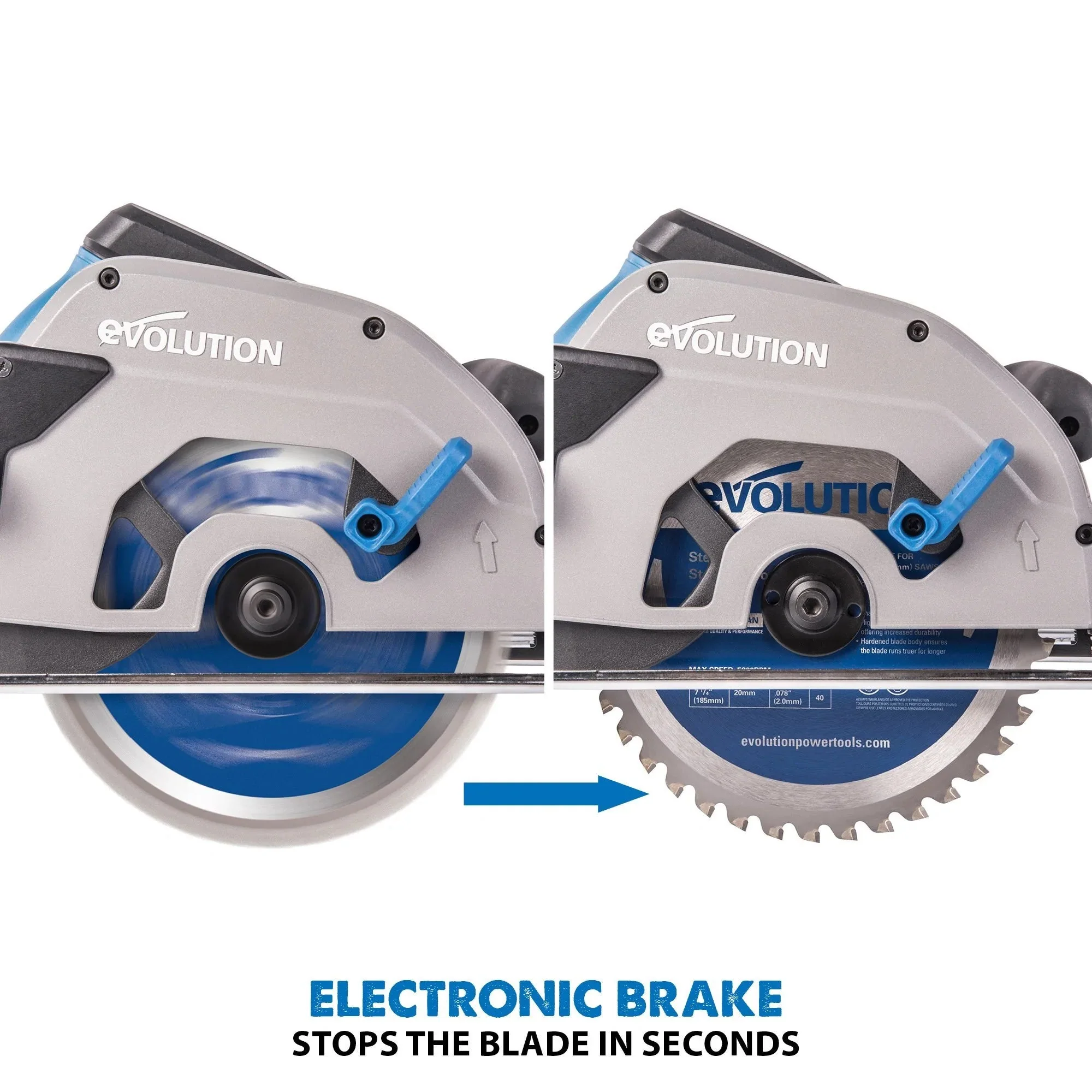 Refurbished B-Stock Evolution S185CCSL 185mm Circular Saw with TCT Mild Steel Cutting Blade - Image 6
