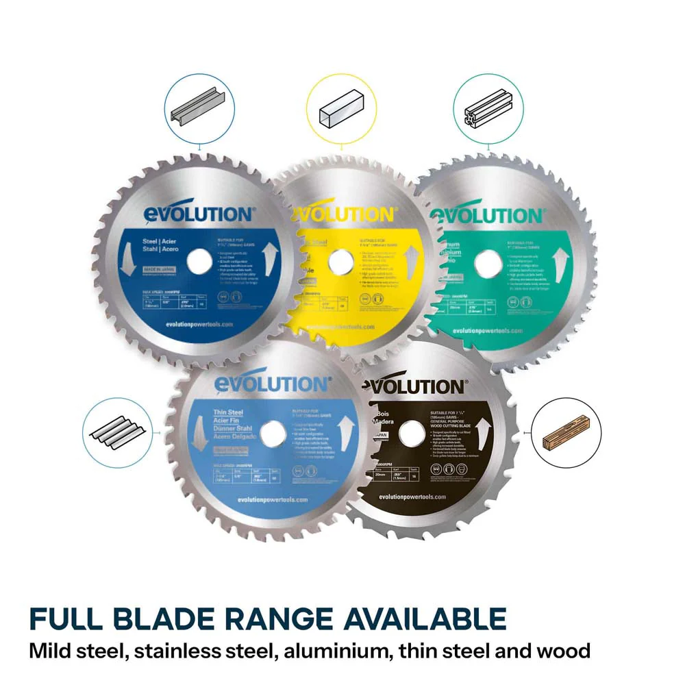 Evolution S185CCSL 185mm Metal Cutting Circular Saw with TCT Mild Steel Cutting Blade - Image 11