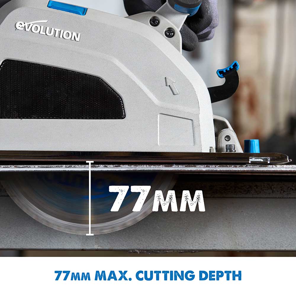 Evolution S210CCS 210mm Heavy Duty Metal Cutting Circular Saw & 2.8m 2-Piece Track Kit Bundle - Image 6