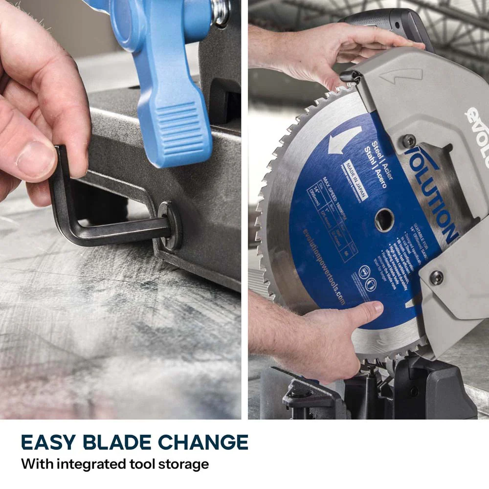 Evolution S355CPS 355mm Metal Cutting Chop Saw+ Extra Blade + Chop Saw Stand Bundle - Image 16