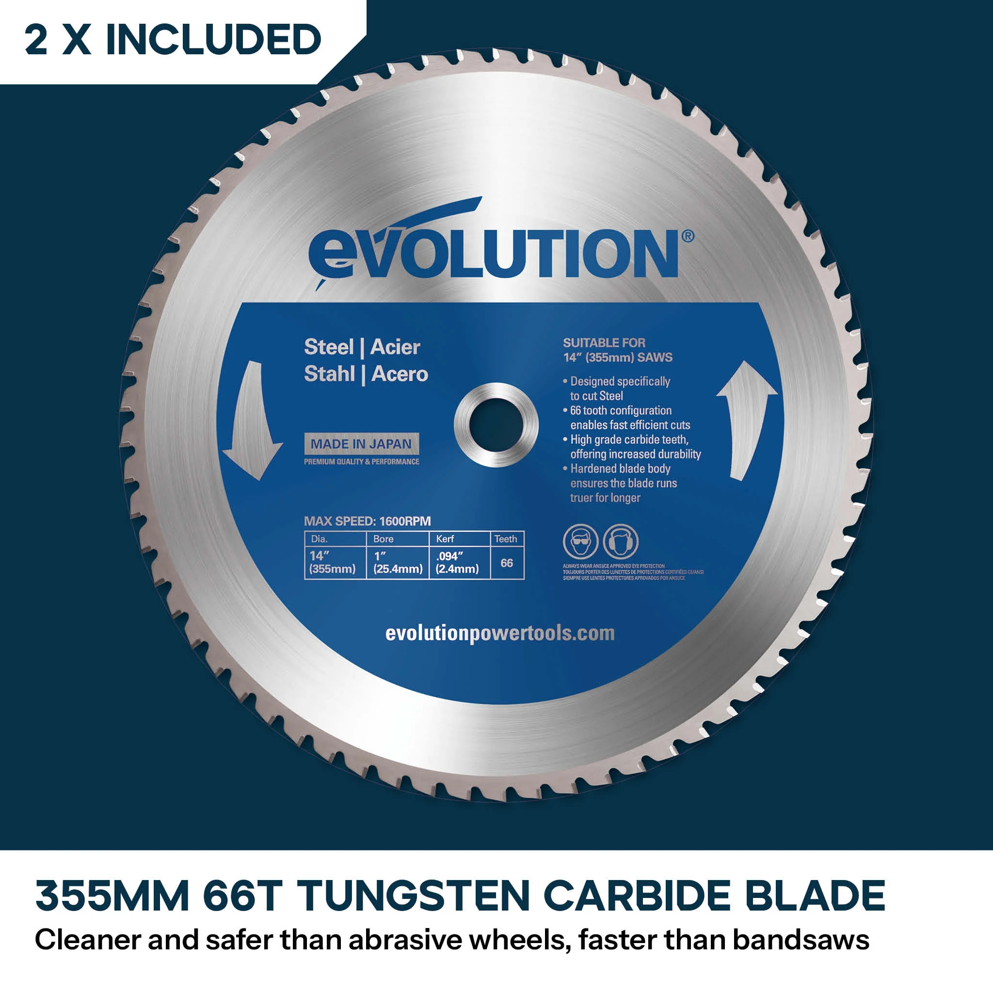 Evolution S355CPS 355mm Metal Cutting Chop Saw+ Extra Blade + Chop Saw Stand Bundle - Image 5