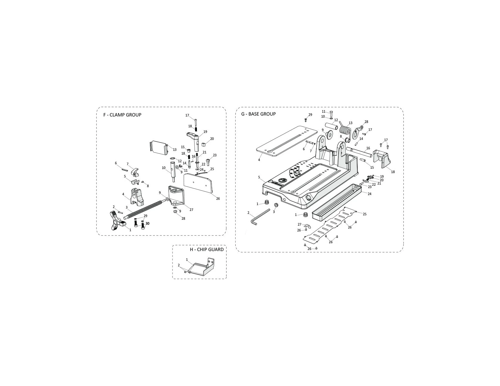 Evolution S355CPS Chop Saw Spare Parts (Base Section) - Image 2