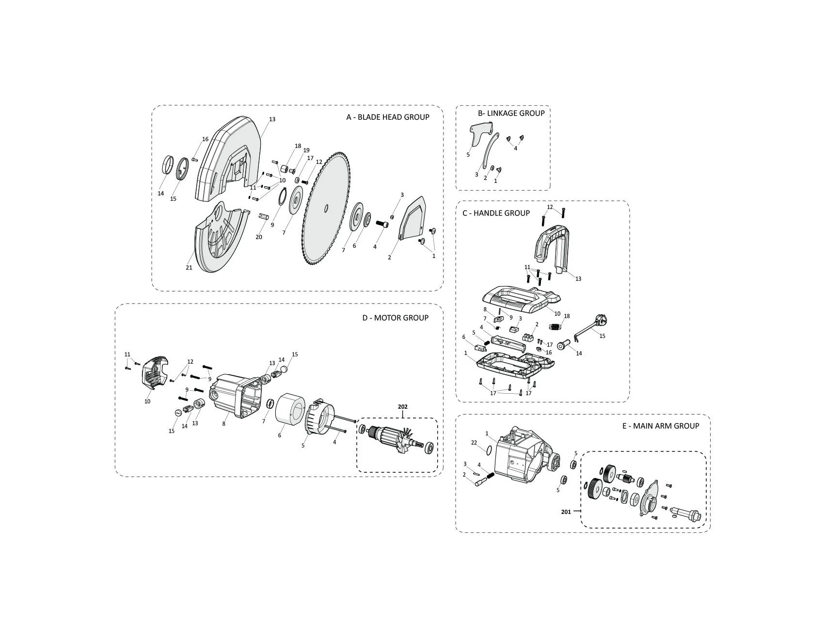 Evolution S355CPS Chop Saw Spare Parts (Head Section) - Image 2